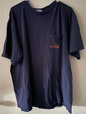 Men’s XL “Adidas” Dark Blue, Short-sleeve T-shirt w/ Orange Logo